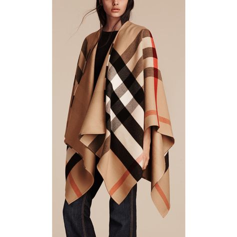 Burberry Check Wool Poncho ($1,080) ❤ liked on Polyvore featuring outerwear, burberry, woolen poncho, woven poncho, burberry poncho and wool poncho Burberry Poncho, Fall Fashion Staples, Poncho Outfit, Scarf Outfit, Burberry Scarf, Ladies Poncho, Wool Poncho, British Outfits, Poncho Cape