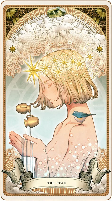 Tarot Cards Art Illustration, The Star Tarot, Aquarius Art, Tarot Cards Art, Tarot Art, Digital Watercolor, Illustration Character Design, Art Reference Photos, Tarot Card