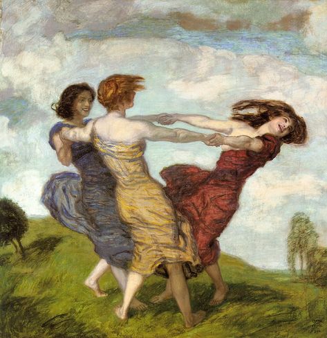 Franz Von Stuck, Classical Mythology, Spring Painting, Three Sisters, Modern Artists, Simple Prints, Graphic Artist, Traditional Art, Contemporary Artists