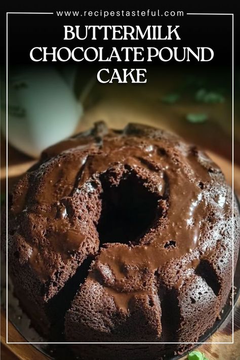 This rich and decadent Buttermilk Chocolate Pound Cake is the perfect dessert for any chocolate lover. The buttermilk adds a tender texture, while the cocoa powder gives it a deep chocolate flavor. With a hint of vanilla and almond extract, this cake is moist, flavorful, and perfect for any occasion. Homemade Chocolate Pound Cake, Buttermilk Chocolate Pound Cake, Chocolate Pound Cake Moist, Chocolate Cake With Buttermilk, Chocolate Buttermilk Pound Cake, Pound Cake Recipes Moist, Chocolate Buttermilk Cake, Chocolate Pound Cake Recipe, Buttermilk Chocolate Cake