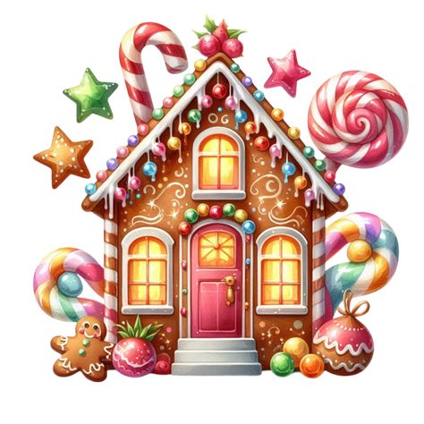 Gingerbread House Paintings, Hippie Gingerbread House, Vintage Gingerbread House Images, Gingerbread Artwork, Gingerbread House Digital Art, Gingerbread House Pictures, Christmas Whimsical, House Pictures, House Clipart