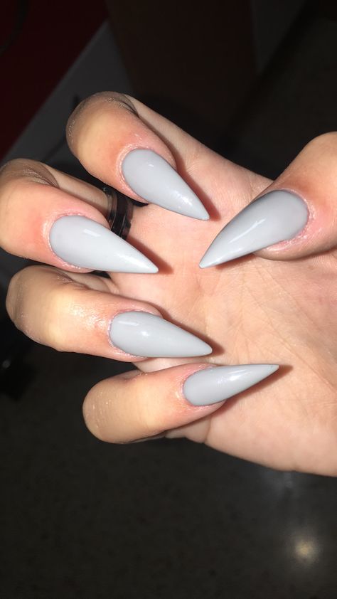 Grey Stilletto Nails, Grey Stiletto Nails, Light Grey Nails, Stelito Nails, Light Gray Nails, Talon Nails, Mexican Nails, Grey Acrylic Nails, 2023 Nails