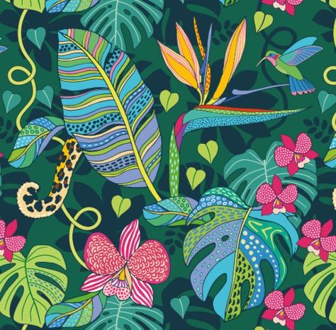 Tropical Leaves Illustration, Cactus Paintings, Colorful Jungle, Boho Birds, Tropical Art Print, Green Jungle, Jungle Tropical, Tropical Animals, Plant Painting