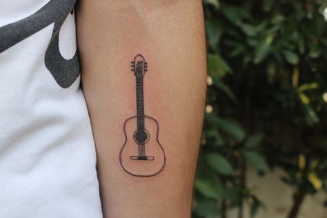 ‪'' T h e  C l a s s i c  G u i t a r '' • #guitar‬ ‪—————————————— ‪#classic #guitartattoo #classicguitar #blackwork #linetattoo #dotwork #thevaletattoo #adanatattoo #musictattoo #musically #cutetattoo #minimalisttattoo #fantasytattoo ‬ Tattoo Designs Music, Music Guitar Tattoo, Theme Tattoos, Drum Tattoo, Square Tattoo, Harry Tattoos, Guitar Tattoo Design, Le Tattoo, Living In The Present