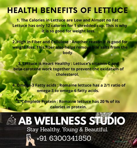 Health Benefits of Lettuce.. – AB Wellness Studio Benefits Of Lettuce, Wellness Studio, Health Workout, Workout Diet, Good Mental Health, Intermittent Fasting, Heart Healthy, Personal Trainer, Lettuce