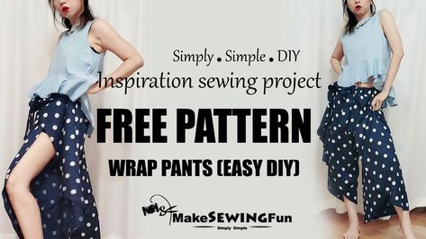 Wrap Around Pants Pattern Free, Wrap Pants Pattern Free, Wrap Pants Pattern Diy, Diy Wrap Pants, Wrap Pants Pattern, Pants Pattern Free, Homemade Clothes, Quilting Tutorial, Fiber Crafts