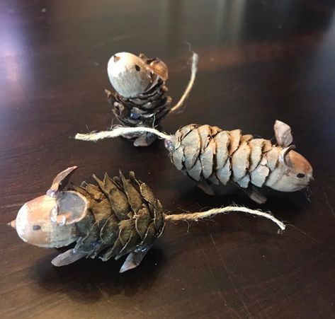 Mice Ornaments, Small Pine Cones, Acorn Ornaments, Pine Cone Art, Cone Crafts, Acorn Crafts, Pinecone Ornaments, Pine Cone Decorations, Cones Crafts