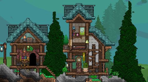 Terraria Cottage House, Terraria Cottage, Terraria Npc Housing, Terraria Hallowed House, Small House Terraria, Terraria Guide House, Terraria Storage, Terraria Starter House, Terraria Houses