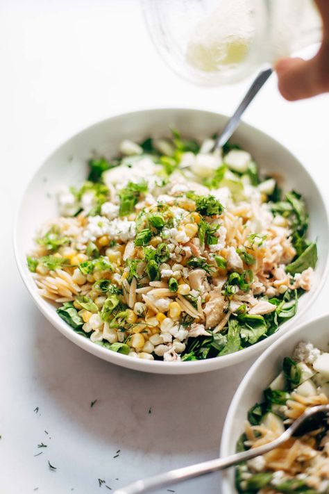 Orzo Summer Salad, Orzo Feta Salad, Summer Orzo, Chicken And Orzo, Grain Salads, Salad With Chicken, Chicken Orzo, Adventure Ideas, Salad Recipes Video