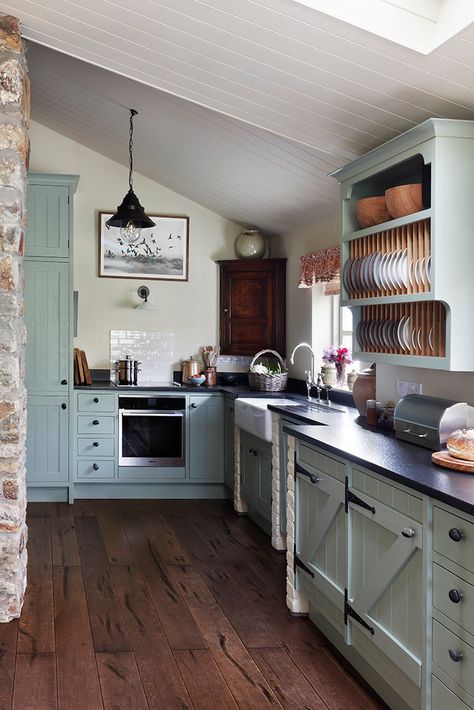 Seaside Cottage, Wales | John McCall Ltd Interior Design Cottage By The Sea Interior, Small Cottage Homes Interior, Seaside Cottage Interior, Maine Cottage Interiors, Small Cottage Interiors, Beach Cottage Kitchens, Beach Cottage Kitchen, Seaside Kitchen, English Beach