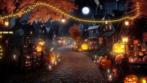 Autumn Village, Haunted Village, Night Nature, Crunchy Leaves, Halloween Music, Autumn Nature, Halloween Haunted Houses, Nature Sounds, Sound Of Rain