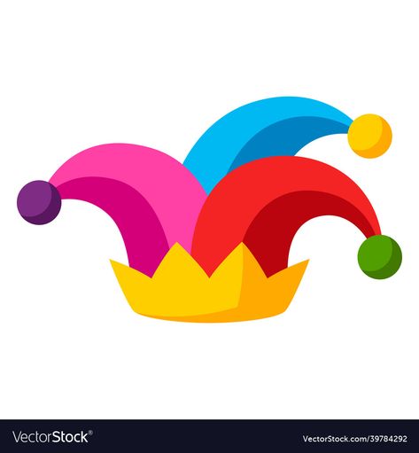 Book Backdrop, Clown Hat, Colour Set, Cute Vector, Send In The Clowns, Social Media Poster, Simple Cartoon, Comic Style, Purim