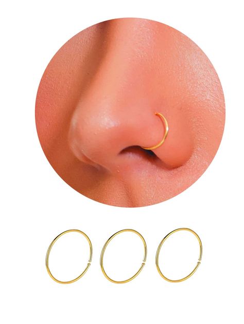 Gold  Collar  Stainless Steel  Nose Ring Embellished   Women's Fashion Jewelry Septum Piercing Rings, Cute Nose Rings, Helix Earrings Hoop, Faux Septum Ring, Faux Nose Ring, Sterling Silver Nose Rings, Faux Septum, Nose Ring Hoop, Septum Nose Rings