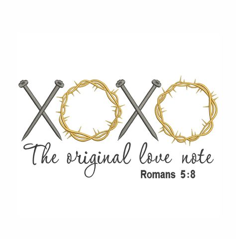 The original love note machine embroidery design, XOXO embroidery design, Jesus Christian, Cross Nails , Christian , Faith , Church , Religious machine embroidery design,  instant download. This design comes with 7 sizes: 2.0 x 3.9 in   51 x 99 mm      St. 6587 2.5 x 4.9 in   64 x 125 mm    St. 8118 3.0 x 5.9 in   77 x 150 mm    St. 9576 3.5 x 6.9 in   90 x 175 mm    St. 11051 4.0 x 7.9 in   103 x 201 mm   St. 12519 4.6 x 8.9 in   116 x 251 mm    St. 14101 5.1 x 9.9 in   128 x 252 mm    St. 15620 Color: 1 The following formats are included in the file you will receive: dst, pes, exp, hus, jef, vp3, xxx, vp3, vip You MUST have an embroidery machine and the software needed to transfer it from your computer to the machine to use this file.   This listing is for the machine file only - not a f Easter Nails Christian, Christian Crafts To Sell, Faith Embroidery Patterns, Embroidery Cross Christian, Scripture Embroidery Patterns Free, Christian Embroidery Designs, Bible Verse Embroidery Patterns, Faith Embroidery, Xoxo Embroidery