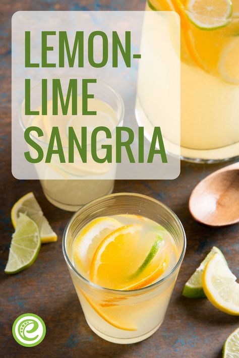 Lemon-Lime Sangria | eMeals.com Lemon Lime Punch, Wine Sangria, Lime Punch, Lemonade Concentrate, Lemon Lemonade, Frozen Lemonade, Drinks Alcohol, Kaffir Lime, Smart Cooking