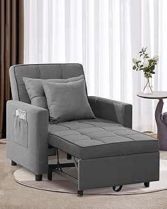 XSPRACER [UPDATED] Convertible Chair Bed, Sleeper Chair Bed 3 in 1, Stepless Adjustable Backrest, Armchair, Sofa, Bed, Fleece, Dark Gray, Single One Folding Bed Frame, Sleeper Chair Bed, Convertible Chair, Living Room Decor Neutral, Armchair Sofa, Single Arm Chair, Armchair Bed, Folding Sofa Bed, Living Room Decor Inspiration