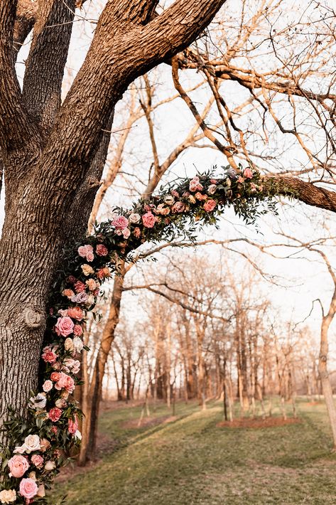 Wedding Flowers| Tree Installation| Foam Free| Garden Roses| Wedding Flower Ideas Tree Photo Backdrop, Flowers Hanging From Tree, Flower Curtain On Wedding Arch, Hanging Flowers From Trees Wedding, Ceremony Backdrop Tree, Wedding Ceremony Tree Florals, Garden Roses Wedding, Spring Picture Ideas, Floral Tree Installation Wedding