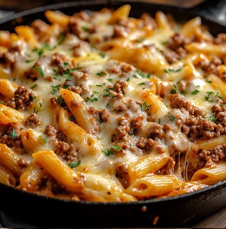 Cheesy Ground Beef Pasta Skillet – Naomi's Recipes Cheesy Ground Beef Pasta Skillet, Cheesy Beef Skillet, Ground Beef Pasta Skillet, Easy Pasta With Ground Beef, Ground Beef Mushrooms Spinach, Mediterranean Beef Pasta, Cheesy Ground Beef Pasta, Easy Ground Beef Pasta, Pasta Ground Beef