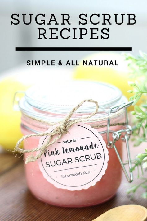 Diy Sugar Scrubs, Scrub Recipe Diy, Easy Sugar Scrub, Homemade Sugar Scrub, Diy Sugar Scrub Recipe, Natural Sugar Scrubs, Lemon Sugar Scrub, Body Scrub Recipe, Sugar Scrub Homemade