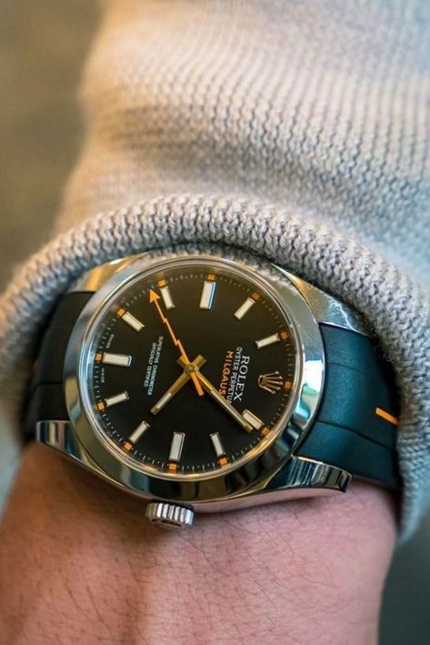 #TBT @wrist_wonders wearing @rubberb_official Vulchromatic® strap for Rolex Milgauss giving us all the fall vibes🍁 What do you guys think of this combo? Tudor Watches, Rolex Milgauss, Swiss Luxury Watches, Swiss Luxury, New Rolex, Swiss Made Watches, Luxury Watch Brands, Rubber Watches, Watch Straps