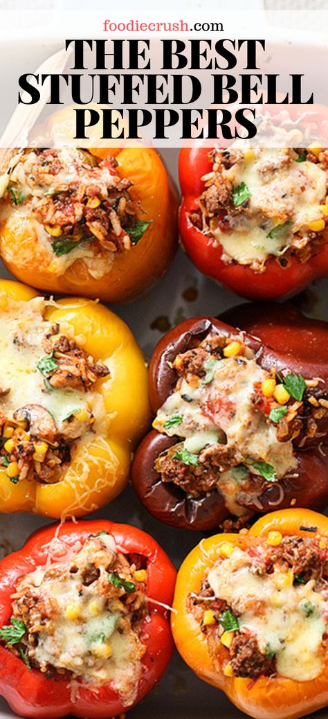 Best Stuffed Bell Peppers, Stuffed Peppers With Ground Beef, Best Stuffed Peppers, Classic Stuffed Peppers, Best Stuffed Pepper Recipe, Stuffed Peppers With Rice, Beef Rice, Bell Pepper Recipes, Diner Recipes