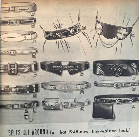 Belts Drawing, 1940s Gloves, 1940s Crafts, Vintage Fashion 1940s, 1940s Accessories, Belt Drawing, Drawing Street, Goth Cowboy, 1940s Women