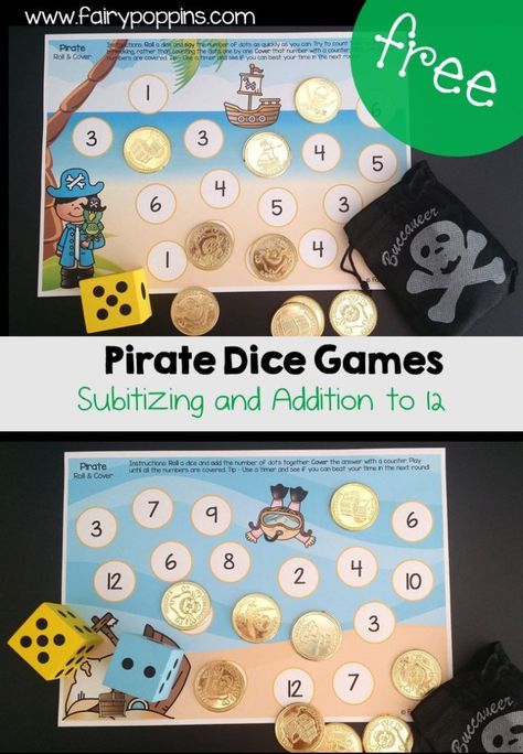 Pirate Dice Activities – Fairy Poppins Pirate And Mermaid Theme Preschool, Pirate Activities Preschool, Preschool Pirates, Dice Activities, Fairy Poppins, Pirate Maths, Pirate Preschool, Pirate Week, Pirate Unit