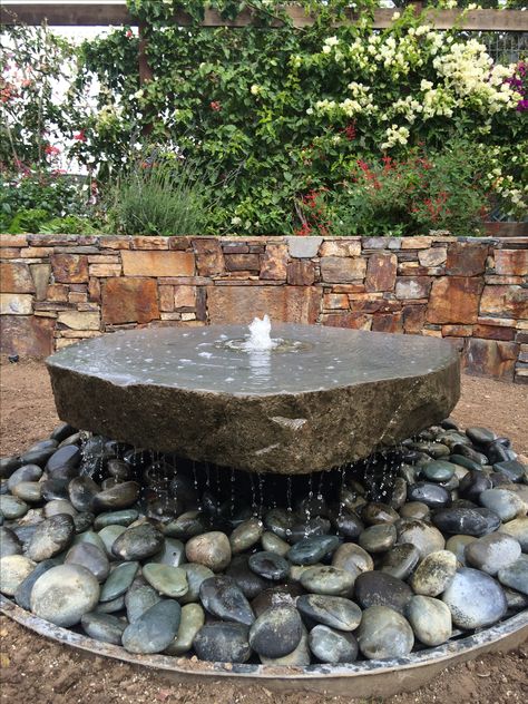 Natural Rock Fountains Outdoor, Millstone Water Feature, Rock Water Feature, Rock Fountain, Garden Water Fountains, Small Water Features, Garden Water Feature, Diy Garden Fountains, Backyard Water Feature