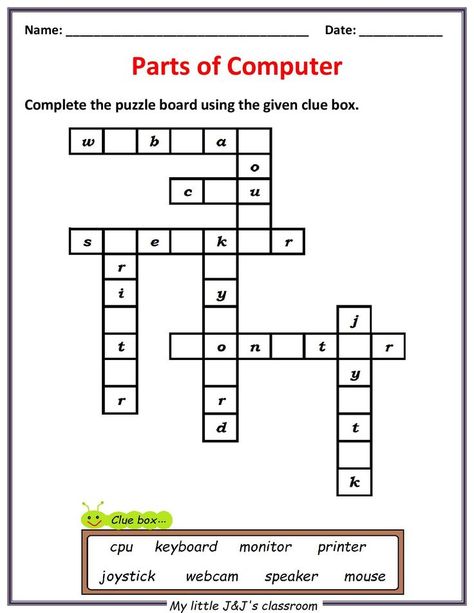 puzzle board for parts of computer Computer Worksheet, Parts Of Computer, Context Clues Lesson, Keyboard Lessons, Computer Notes, Teaching Computers, Computer Lessons, Kindergarten Classroom Decor, Computer Education