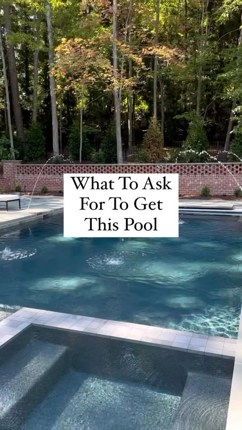 Here’s everything to ask for to get our exact pool! We installed our dream pool last summer, using the pros @anthonysylvanpools and I’m… | Instagram Pool And Fire Pit Ideas Backyards, Pool Inspo Pics, Lakefront Pool, Classy Pool, Pool Spa Design, Pool Tile Ideas, Modern Pool Design, Elegant Pool, Country Pool