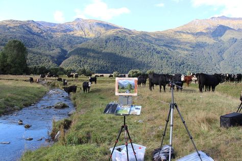 How to Paint a Rural Mountain Scene — Samuel Earp Artist Items To Paint, Poplar Tree, Studio Painting, Tree Canopy, Air Painting, Mountain Scene, Things To Paint, Plein Air Paintings, Sky And Clouds