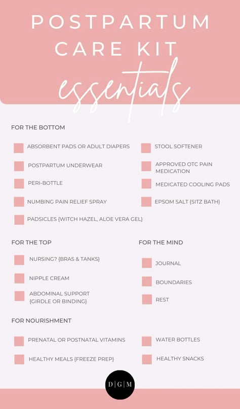 Postpartum care kit checklist Birth Aftercare, After Giving Birth Recovery Tips, Mom Essentials After Birth, Postpartum Essentials List, Postpartum Care Checklist, Postpartum Nightstand, After Birth Recovery Postpartum Care, Postpartum List, Padsicles Postpartum