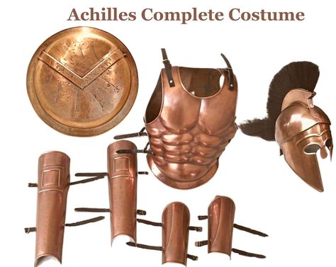 Achilles Costume, Hoplite Warrior, Achilles Helmet, Achilles Troy, Spartan Costume, Chest Armor, King Costume, Leather Kilt, Greek Warrior