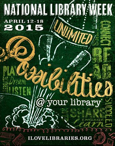 National Library Week - April 12-18, 2015. As the world's largest online library for people with print disabilities, we love this year's theme: Unlimited Possibilities @ Your Library! Learn more about the Bookshare accessible digital library at https://www.bookshare.org/cms/about. Image: ILoveLibraries.org Celebrate National Library Week April 12-18, 2015 Unlimited Possiblities @ Your Library. ‪#‎NationalLibraryWeek‬ National Library Week, Library Humor, Library Week, Library Themes, Library Events, School Librarian, National Library, Library Displays, Free Library