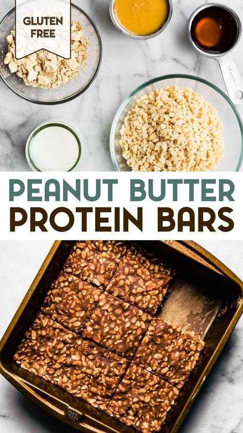 These homemade no-bake peanut butter protein bars are subtly sweet, both crispy and chewy in texture, and are packed with up to 14 grams of protein per bar! Kodiak Cakes Protein Bars, Peanut Butter Nut Bars, Baked Protein Bars Homemade, 20 Gram Protein Bars Homemade, Homemade Protein Bar, Protein Bars Homemade Healthy, Home Made Protein Bars, Best Breakfast Muffins, Cinnamon Rolls Healthy