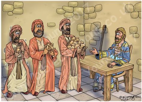 Matthew 25 - Parable of the talents - Scene 04 - Well done Parable Of Talents, Bible Parables, Bible Cartoon, Parable Of The Talents, Gospel Bible, Jesus Teachings, Matthew 25, Bible Illustrations, Bible Images