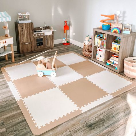 Playroom Mats, Toddler Play Area, Baby Play Areas, Foam Floor Tiles, Playroom Flooring, Kids Mat, Living Room Playroom, Baby Playroom, Montessori Playroom