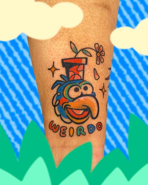 Gonzo Muppets Tattoo, Gonzo Tattoo The Muppets, Muppets Tattoo Simple, Bert And Ernie Tattoo, The Muppets Tattoo, Muppet Tattoo Ideas, Gumby And Pokey Tattoos, Jim Henson Tattoo, Sesame Street Tattoo