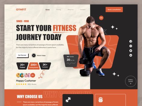 Workout Gym Landing Page by Oyolloo on Dribbble Landing Ideas, App Design Layout, Landing Page Examples, Fitness Website, Ads Creative Advertising Ideas, Design Podcast, Coach Website, App Landing Page, Website Images