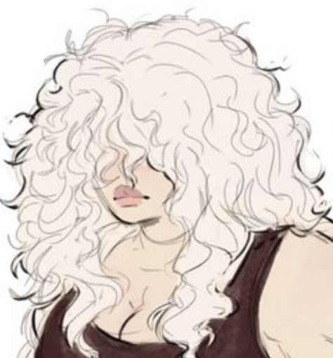 Curly Hair Woman Aesthetic, How To Draw Curly Poofy Hair, Simplified Curly Hair Drawing, Puffy Hair Drawing Reference, Curly Bangs Drawing Reference, Thick Hair Drawing, Fluffy Curly Hair Drawing, Big Curly Hair Drawing, Floofy Hair Drawing Reference