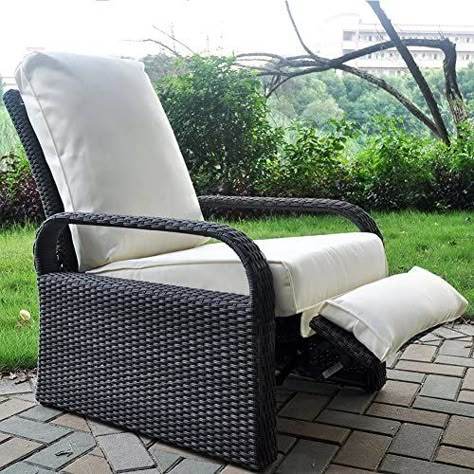 Outdoor Recliner Outdoor Wicker Recliner Chair with 5.12'' Thickness Cushions, Automatic Adjustable Rattan Patio Chaise Lounge Chairs : Amazon.ca: Patio, Lawn & Garden Iron Patio Furniture, Resin Patio Furniture, Outdoor Recliner, Chaise Lounge Chairs, Patio Chaise Lounge, Patio Lounge Chairs, Lounge Armchair, Beige Cushions, Patio Sofa