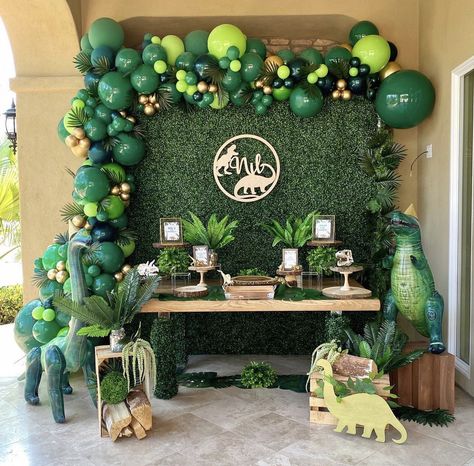 Toddler Birthday Party Themes, Alligator Birthday Parties, Jurassic Park Birthday Party, Dinosaur Birthday Theme, Jurassic Park Birthday, Dinosaur Birthday Party Decorations, Dinosaur Balloons, Dinosaur Birthday Cakes, Jungle Theme Birthday