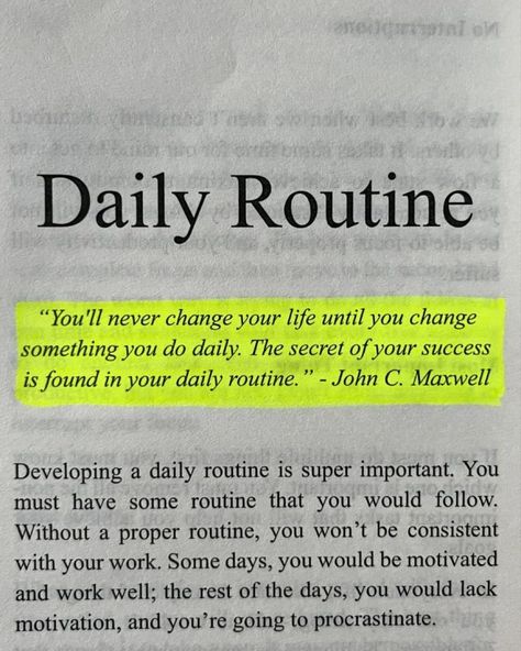 The Secret Of Success Is Hidden In Your Daily Routine, Daily Routine Quotes, Routine For Success, Best Quotes From Books, Man Up Quotes, Self Inspirational Quotes, Vie Motivation, To Self Quotes, Study Motivation Quotes