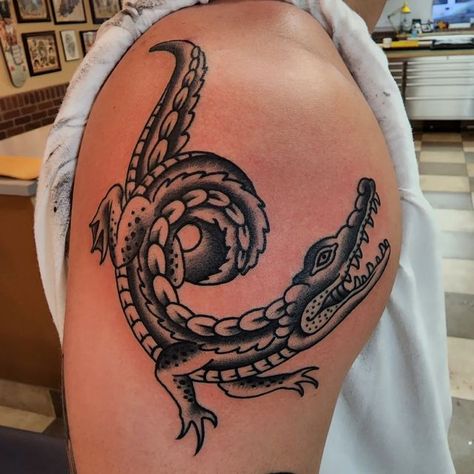 Alligator Tattoo, Crocodile Tattoo, Cactus Tattoo, Traditional Style Tattoo, D Tattoo, Tattoo For Son, Red Tattoos, Traditional Tattoo Art, Classic Tattoo