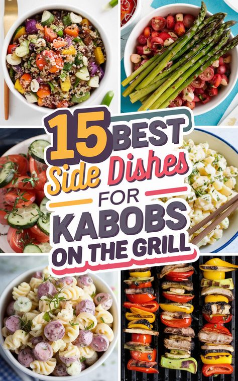 🍋🌽 Take your kabob game to the next level with these tasty side dish ideas! #grillnight #foodlove #sogood Sides For Kabobs, Kabob Sides Dish Ideas, Shish Kabob Ideas, Kabobs Side Dish Ideas, What To Serve With Kabobs, Steak And Shrimp Kabobs, What To Serve With Steak, Amazing Side Dishes, Grilled Vegetable Kabobs