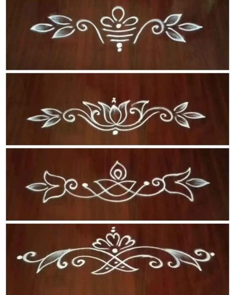 White Rangoli Border, Rongali Border Design, Small Border Rangoli, Borders Rangoli Design, Kolam Designs Border, Small Simple Rangoli Designs, Gadapa Muggu Designs Simple, Simple Border Rangoli Designs, Mugullu Rangoli Designs