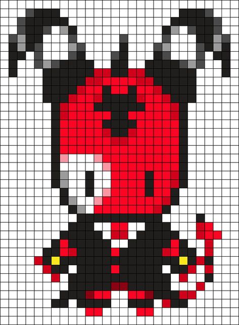 Kandi Patterns for Kandi Cuffs - Characters Pony Bead Patterns Ruby Gloom Perler Beads, Birthday Perler Bead Patterns, Perler Bead Patterns Clown, Cute Bead Patterns, Cute Kandi Patterns, Perler Bead Patterns Spiderman, Ironing Beads Pattern, Helluva Boss Perler Beads, One Piece Crafts