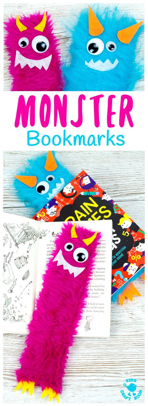 Monster Bookmark, Bookmarks For Kids, Halloween Class Party, Monster Craft, Kids Craft Room, Monster Crafts, Bookmark Craft, Halloween Crafts For Kids, Cute Monsters