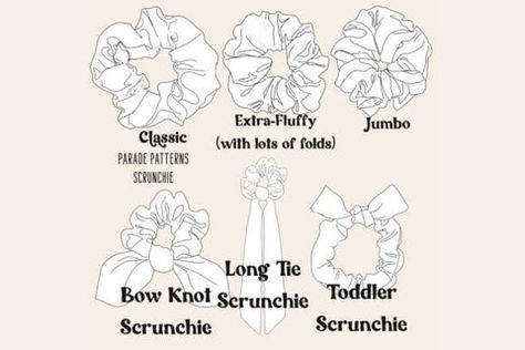 4 Easy Scrunchie Sewing Patterns to Sew The Bow Stacking Trend – Sewspiratrice No Sew Scrunchie Diy, Big Scrunchies Diy, Scrunchie Sewing Pattern, Hair Bow Sewing Pattern, How To Sew A Scrunchie, Scrunchies Sewing, Bow Stacking, Accessories Sewing Patterns, Sewing Scrunchies