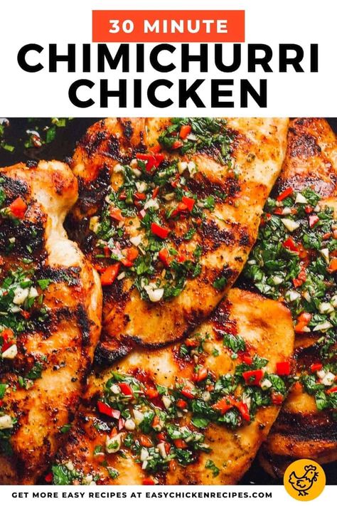 This delicious chimichurri chicken recipe is literally bursting with flavor! Seasoned with spices, grilled chicken breast is topped with homemade chimichurri for an easy, healthy and vibrant dinner. Grilled Chicken Breast Recipes, Chimichurri Chicken, Grilled Chicken Breast, Chicken Grilled, Inflammatory Diet, Chicken Breast Recipes Healthy, Grilling Chicken Breast, Ww Recipes, Poultry Recipes